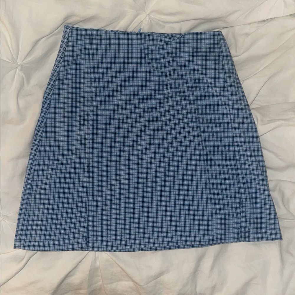 Brandy Melville Blue and White Mini Skirt